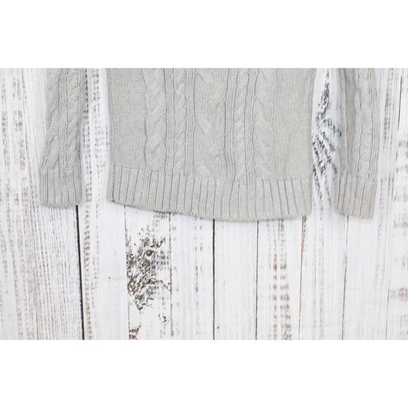 LL Bean Double L Cable Sweater Zip Cardigan Gray Size XS - Picture 6 of 10